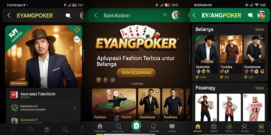 Tampilan antarmuka EYANGPOKER dengan kategori fashion yang beragam.