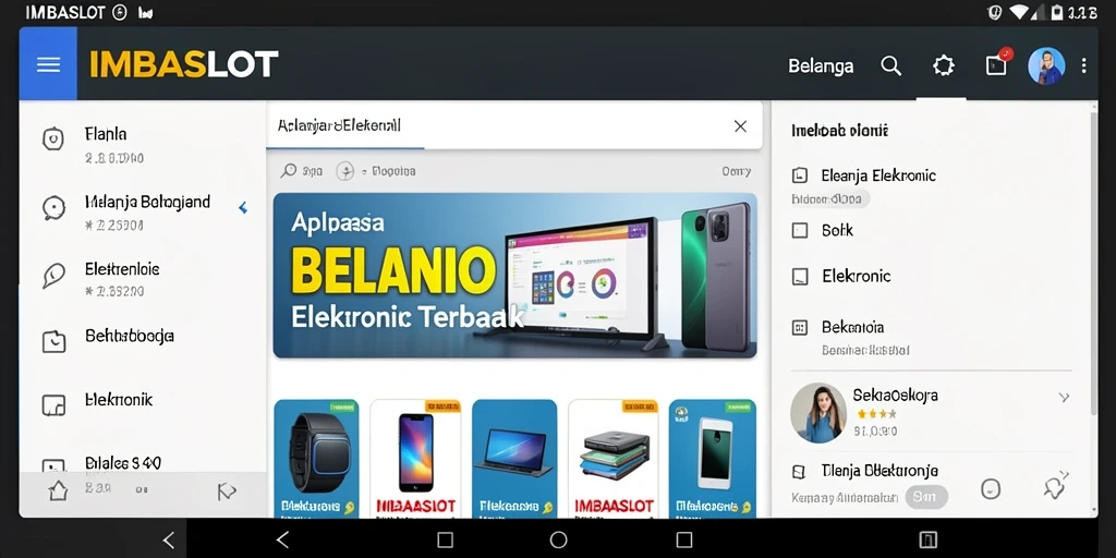 Screenshot antarmuka IMBASLOT menampilkan kemudahan berbelanja elektronik.