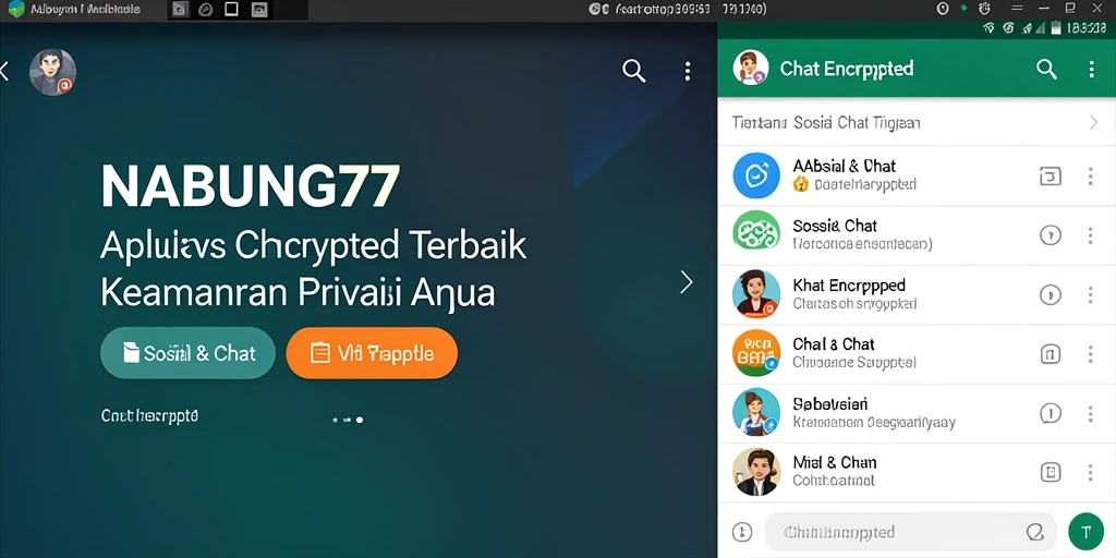 Tampilan antarmuka aplikasi NABUNG77 dengan fitur Chat Encrypted yang modern.