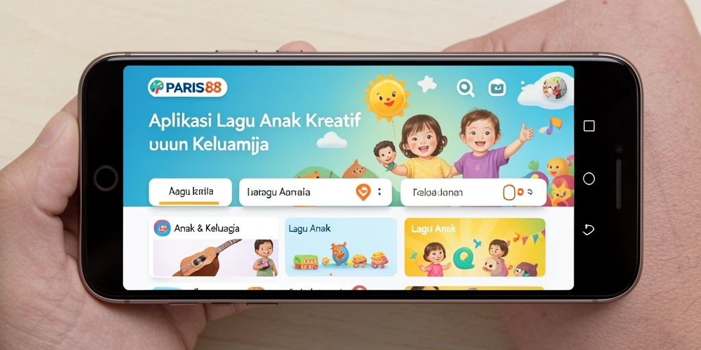 Antarmuka ceria dan interaktif PARIS88 untuk lagu anak.