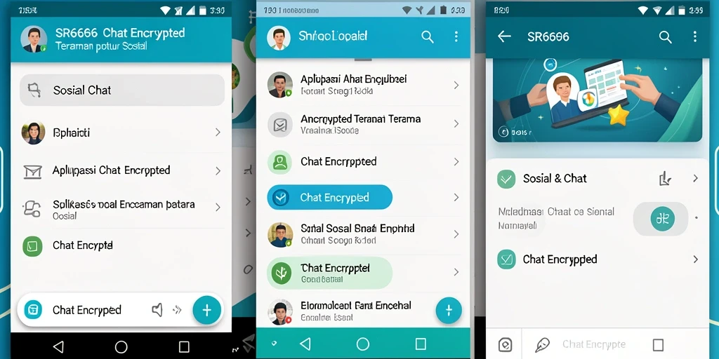 Antarmuka SR6666 menampilkan fitur-fitur Chat Encrypted yang modern dan intuitif.